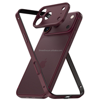 Coque de protection hybride en silicone avec protection d'appareil photo et cadre en aluminium pour iPhone 18 Pro, 17, 16, 15, 14, 13