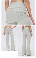 Legging de yoga 2-en-1 pour femme, taille haute, avec jupe superposée et pantalon évasé, effet push-up, pour Pilates, gym, tennis