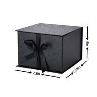Boîte cadeau en carton noir magnétique de luxe avec ruban et nœud, logo personnalisé, emballage rigide pliable de luxe pour mariages et anniversaires