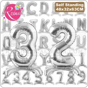 Ballon en lettres d'alphabet argent debout, 13 pièces, 32 pouces, décor de fête prénatale, anniversaire, fournitures de Ballon pour réception de mariage