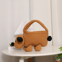 Sac fourre-tout en paille en forme de chien, panier fantaisie animalier, design mignon de chiot, sac à main unique pour amoureux des animaux