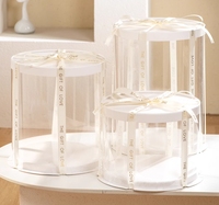 Grand motif cylindrique clair boîte à gâteau ronde transparente fleur cadeau boîte de rangement d'exposition anti-poussière