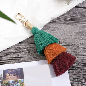 3 Layer <strong>Tassel</strong> Gold Keychain Cute Bag <strong>Charms</strong> Bohemian Purse <strong>Tassel</strong> Cotton Keychain for Bag - Product Image 6