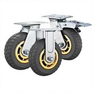 Rueda giratoria industrial superantideslizante y resistente al desgaste con núcleo de <span class=keywords><strong>rodillo</strong></span> de 4 pulgadas, de caucho de alta resistencia con freno y protectores de rosca - Product Image 4