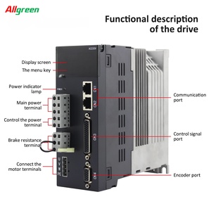 A4 allgreen 220V 3/4A 750/1000W ชุดควบคุมขับมอเตอร์เซอร์โว AC 2000/2500/3000RPM 2.4/3.5/4.0N - Product Image 3