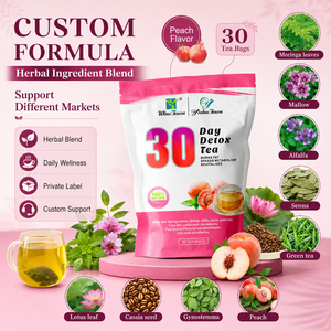 Té Detox de Duración de <span class=keywords><strong>30</strong></span> Días de Marca Privada, Bolsitas de Té Herbal de Durazno, Té Adelgazante, Productos para la Pérdida de Peso, Suministro al por Mayor de Fábrica OEM ODM - Product Image 3
