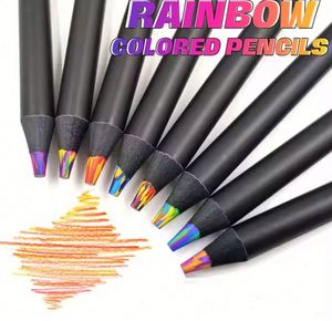 12-Color <b>Wooden</b> Pencil Set With Black and <b>Rainbow</b> Colored Leads Multicolored Pencils Coloring Books for Artists Students - Product Image 3