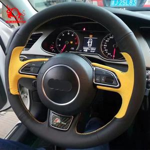 Cubierta de volante de gamuza <span class=keywords><strong>Hot</strong></span> <span class=keywords><strong>Wheels</strong></span>, diseñador de cuero para coser a mano para Audi S5 Sportback <span class=keywords><strong>Cabriolet</strong></span> A1 Amplified Sportback 2012 - Product Image 4