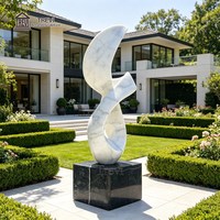 Sculpture abstraite en marbre naturel pour l'extérieur, art moderne, décoration de jardin, statue en pierre personnalisable pour hôtel, villa, parc, paysage