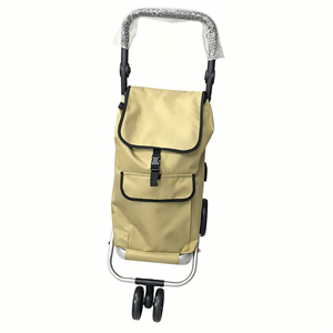 Chariot <span class=keywords><strong>de</strong></span> <span class=keywords><strong>courses</strong></span> pliable personnalisable à double panier, chariot <span class=keywords><strong>de</strong></span> supermarché portable en tissu avec roues - Product Image 4