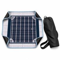Tapis de Mahjong à carreaux écossais bleu marine 830x830x3mm, base en caoutchouc acrylique imperméable, antidérapant, écologique, durable, pour 4 joueurs