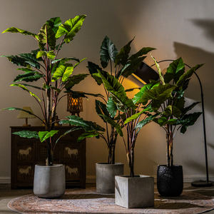 Decorazione per interni esterni con finto albero vegetale in plastica piante artificiali per soggiorno decorazione per la casa a foglia larga arcobaleno <span class=keywords><strong>Taro</strong></span> - Product Image 5