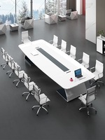 Table de réunion de conférence moderne en bois Mobilier de bureau avec panneau Style bois pour les écoles