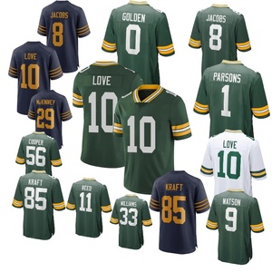 Venta al por Mayor <span class=keywords><strong>de</strong></span> Artículos Bordados <span class=keywords><strong>de</strong></span> Green Bay # 0 Dorado # 1 Parsons # 10 <span class=keywords><strong>Amor</strong></span> # 85 Kraft # 9 Watson # 8 Camisetas <span class=keywords><strong>de</strong></span> Fútbol Americano Jacobs - Product Image 1