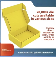 Boîtes d'emballage pliables en carton ondulé jaunes pour avions, vente en gros, matériaux recyclés, exclusivité e-commerce