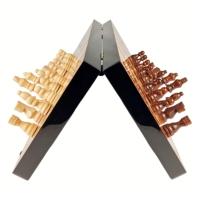 Boîte d'échecs internationale en bois de luxe pour enfants-Cadeau de jeu de puzzle écologique pliable