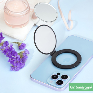 Support de téléphone magnétique <span class=keywords><strong>en</strong></span> métal fin avec miroir, logo personnalisé, support de téléphone portable avec anneau et miroir <span class=keywords><strong>cosmétique</strong></span> - Product Image 2