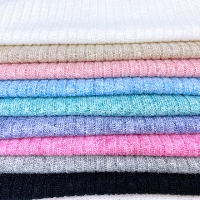 China Knitting Multicolored Hacci Grey Melange Rib Knit Sweater Spandex Rayon Nylon Fabric Viscose for Clothes
