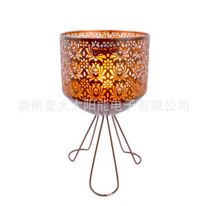 Lanterne solaire en fer avec lumière LED effet flamme, rechargeable, décoration de jardin extérieure - Product Image 5
