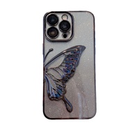 Coques antichoc souples effet sable mouvant papillon pailleté dégradé pour iPhone 15 11 12 13 14 16 17 Pro Max 16Plus