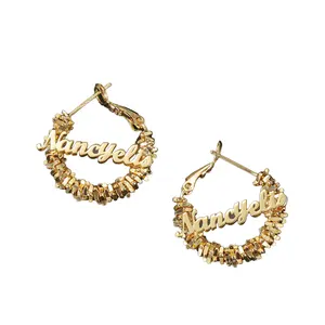 Bijoux fantaisie boucles d'oreilles personnalisé cerceau nom boucles d'oreilles doré grappe bourgeons femme boucle d'oreille bijoux pour femmes cadeau pour les filles