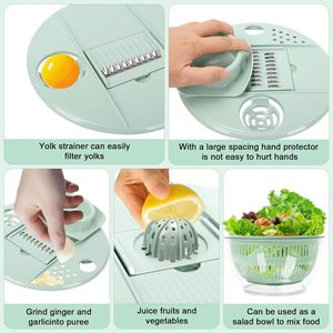 Essoreuse à Laitues 5-en-1 Grande Capacité avec 5 Lames pour Trancher <span class=keywords><strong>et</strong></span> Hacher les Légumes, Bol de Lavage <span class=keywords><strong>et</strong></span> Essoreuse, Nettoyeur de Fruits, Hachoir - Product Image 2