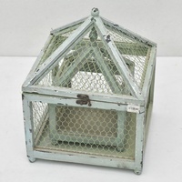 Personnalisé Vente en gros Shabby Chic Rustique Vintage Mini Serre en fil de métal Cadre froid Jardin Boîte de plantation de fleurs Maison de culture