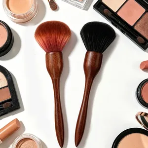 Pinceau de maquillage à couvrance totale, effet naturel brillant, longue tenue, pinceau à fond de teint frais, pinceau à poudre à tête ronde, pinceau à poussière pour ongles, en bois - Product Image 3