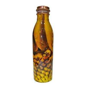 Hand Painted Design New Copper Indian Handmade Eco-Friendly Double Wall Water Bottle Lid Modern Style Customizable Color <b>Large</b> - Product Image 1