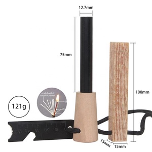 XXL Survivalist Mango de madera Ferro Rod Firestarter Kit con Fatwood Stick para fogata - Product Image 3