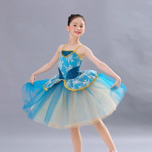 Gonna di danza moderna di danza di balletto di garza per bambini con bretelle lunghe tutù da palcoscenico per ragazze - Product Image 4
