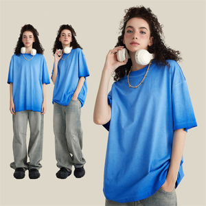 Camiseta de calle de gran tamaño a la moda, camiseta en blanco con hombros descubiertos de algodón 100% de punto sólido, ajuste Unisex - Product Image 3