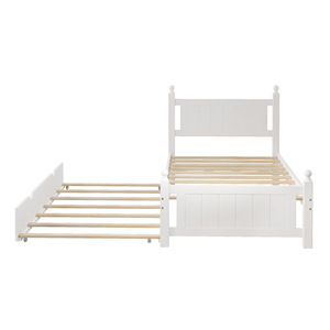 Lit plateforme en bois massif avec lit gigogne blanc pour chambre d'enfant, taille enfant - Product Image 4