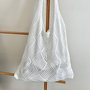 Thời Trang Crochet Màu Rắn Đa Năng Vai Túi Hollow Dệt Slouchy Phong Cách Tote Túi Hợp Thời Trang Mua Sắm Túi - Product Image 1