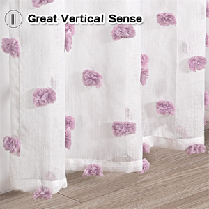 Pannelli per finestre Pom Pom Boho fattoria tende trasparenti per camere da letto per bambini bambini - Product Image 5
