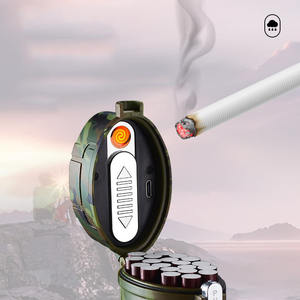 Logo personnalisé étanche créatif électronique en plastique briquet à bobine 20 pièces étui à cigarettes boîte avec USB briquet camouflage - Product Image 6