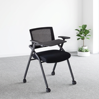 Chaise de conférence pliable en maille avec tablette intégrée et tableau d'écriture, chaise de travail et de formation