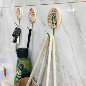 Bailiwang çok fonksiyonlu ahşap raf ceket askısı karikatür baskılı yapıştırıcı over-the-kapı tek kanca depolama Pot amaçlı PP - Product Image 6