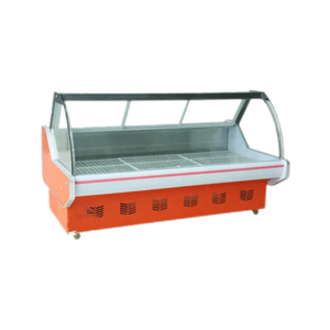 Équipement de réfrigération commerciale supermarché <span class=keywords><strong>boucherie</strong></span> courbe verre congélateur viande affichage réfrigérateur - Product Image 4