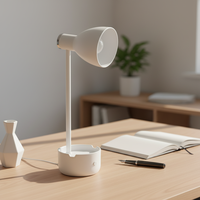 Lampe de bureau LED sans fil moderne avec commande tactile et angle de lumière réglable, alimentée par batterie rechargeable