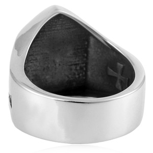 yunnique Men's <b>Titanium</b> Steel Cross Shield <b>Ring</b> Silver Geometric Fashion Jewelry Gift - Product Image 4