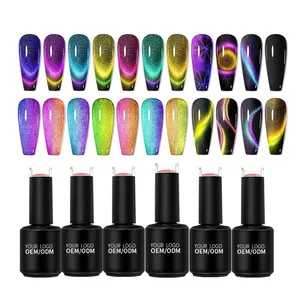 9D Cat Eye Gel Nail Polish Magnetic Gel Polish Red Galaxy Holographic Soak Off Gel Nail Polish for Nail Art