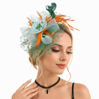 Serre-têtes de haute qualité avec plumes, fascinateurs de beauté, pinces banane, filets à cheveux en maille fleurie, serre-têtes tendance pour femmes et jeunes filles
