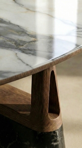 Table à manger en marbre Calacatta Violet de qualité supérieure, plateau en pierre naturelle, pieds en bois de noyer massif pour la maison, restaurant PISANO - Product Image 4