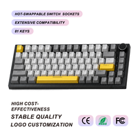 Clavier mécanique filaire RGB 81 touches 75% avec interrupteurs Moon et Sea Salt, touches PBT imprimées latéralement, USB-C pour PC Gaming S4