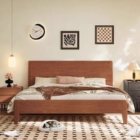 Lit en bois de chêne massif nordique, tissu écologique, style antique, 1,5 m/1,8 m, double, moderne, simple, nouveau style chinois, pour chambre à coucher
