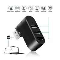 Hub USB 2.0 de 3 Puertos, Mini Hub USB de Alta Velocidad, Adaptador Divisor Giratorio para Laptop, Notebook, PC, Accesorios de Computadora
