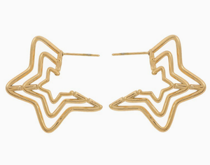 Aretes de Aro de Acero Inoxidable Simples al por Mayor, Nueva Moda, Combinan con Todo, con Estrella de Ángulo Defectuoso Exagerada, Joyería de Acero Inoxidable - Product Image 1