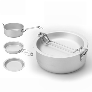 Pure aluminum pot set, lunch <b>box</b>, dining plate, outdoor <b>camping</b> pot set, <b>storage</b> pot set, <b>camping</b> pot - Product Image 1