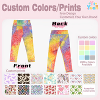 Leggings Capri Tie-Dye Multicolores Personnalisés OEM pour Filles, Taille Haute, Poches Latérales, Respirants, Extensibles, Bas de Sport pour Enfants